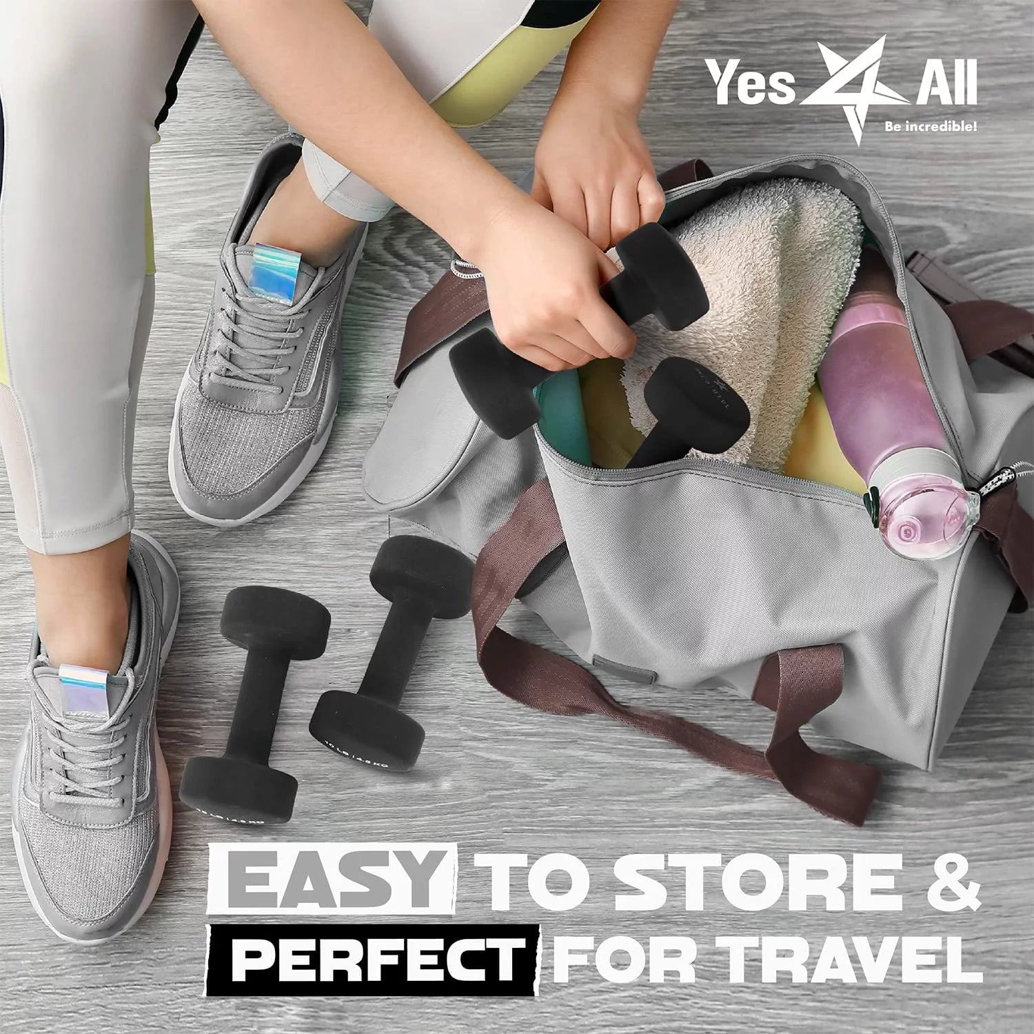 Neoprene Coated Dumbbell for Women, Black, 10 Lb Pair