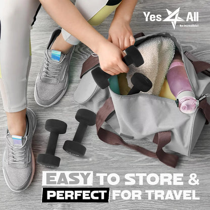 Neoprene Coated Dumbbell for Women, Black, 10 Lb Pair